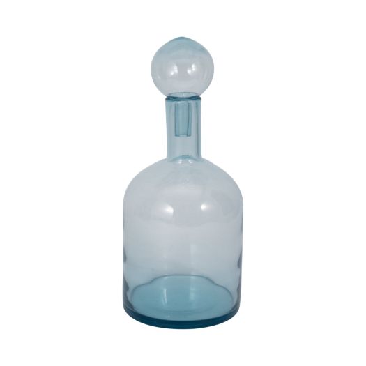 Glass Bottle With Stopper, Light Blue