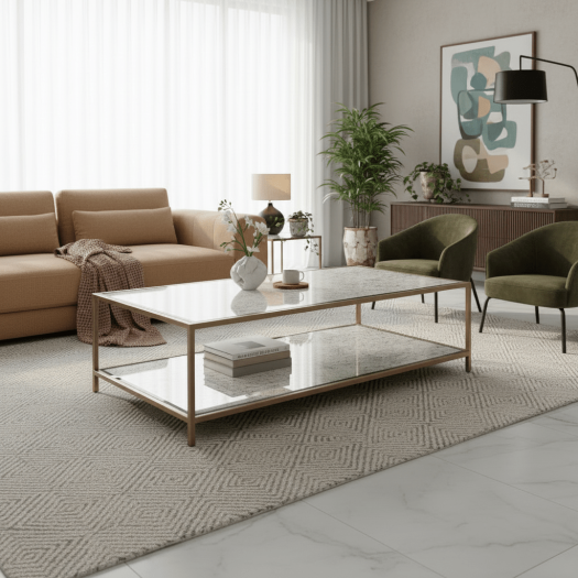 Glass Elegance Gold Coffe table