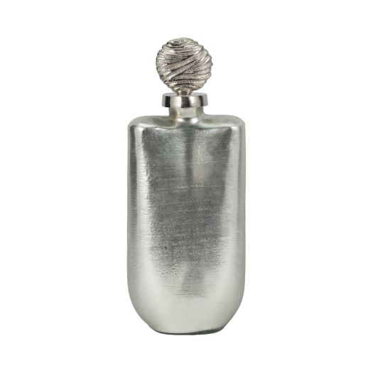 GLASS, METALLIC BOTTLE ORB TOPPER, SILVER