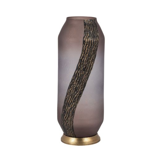 GLASS, METALLIC DETAIL VASE, BLUSH