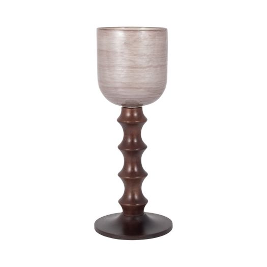 GLASS, WOODEN BASE HURRICAN, BLUSH