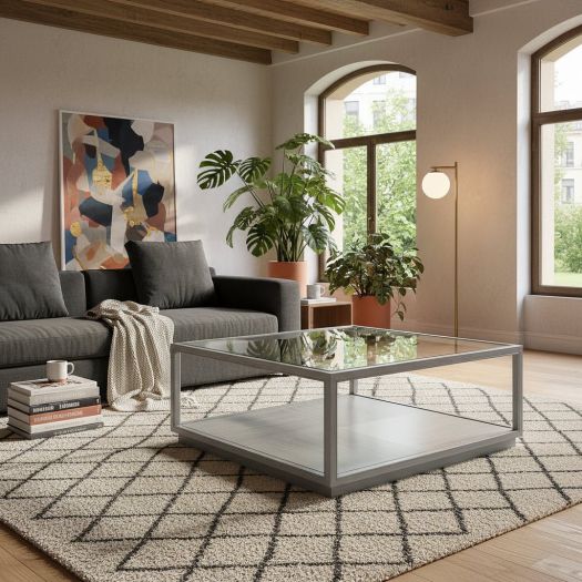 Glaze Sq Cktl Table-Vintage Blue