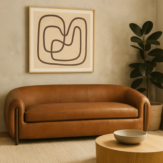 Grace Brown Leather Loveseat (188Cm)