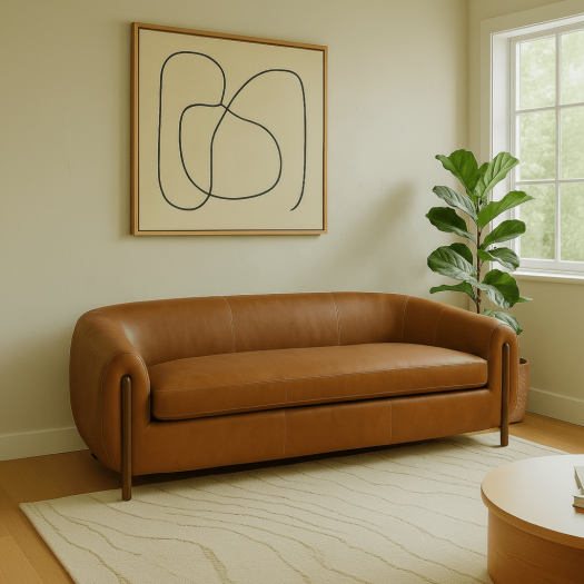 Grace Brown Leather Sofa (220Cm)