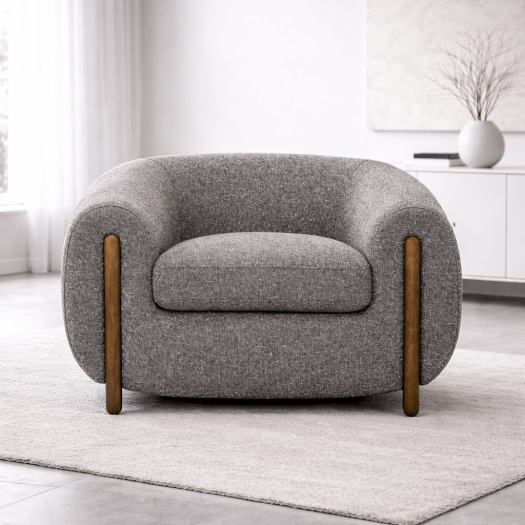 Grace Grey Boucle Arm Chair (96cm)