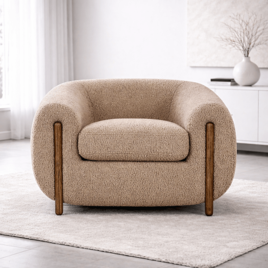 Grace Oat Boucle Arm Chair (96cm)