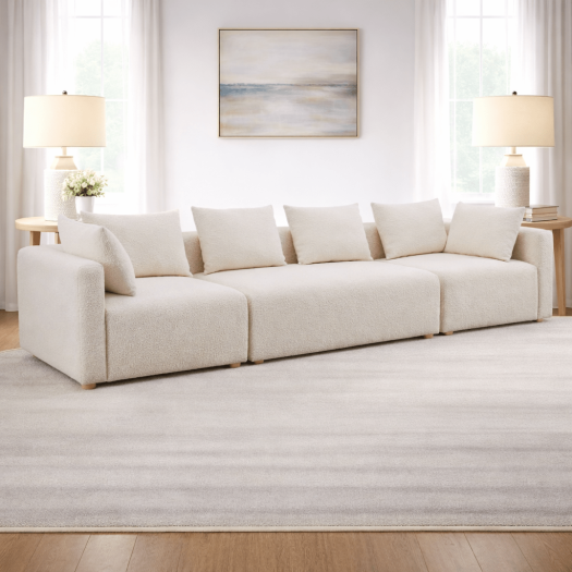 Hangover Cream Boucle 145 inch Long Sofa