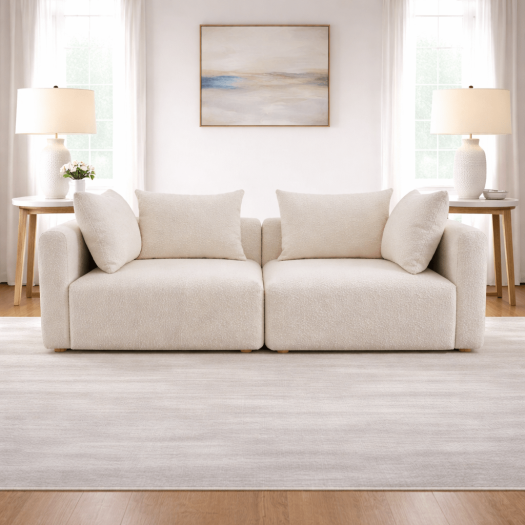 Hangover Cream Boucle Loveseat