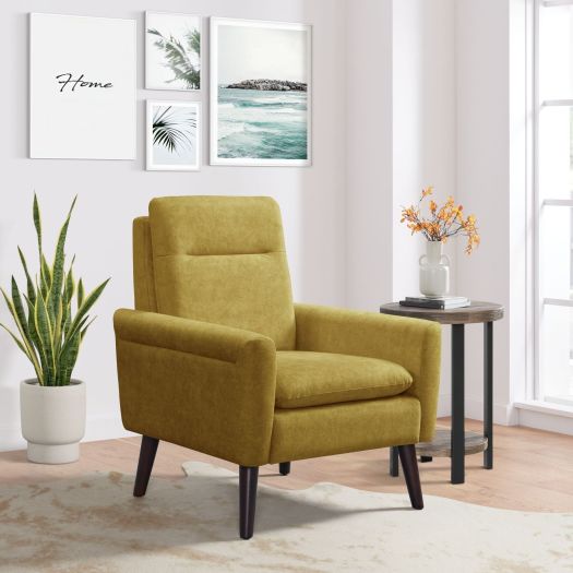 Hawk Accent Arm Chair with Memory foam in Radiance Yellow and Espresso