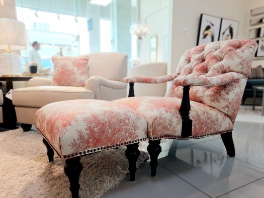 Roots Coral Pattern Accent Chair