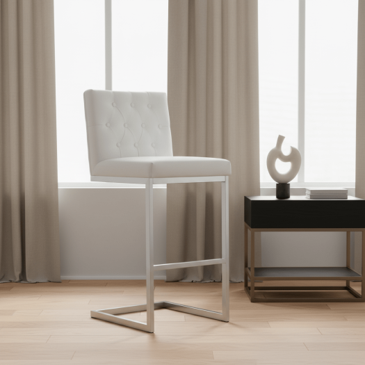 Helsinki White Steel Barstool