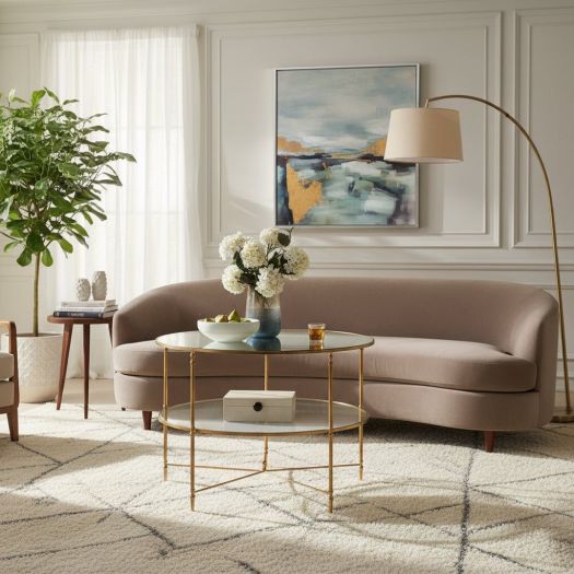 Henzler Gold Round Coffee Table with Mirror Top