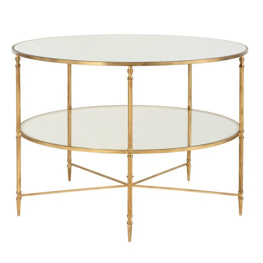 Henzler Gold Round Coffee Table with Mirror Top