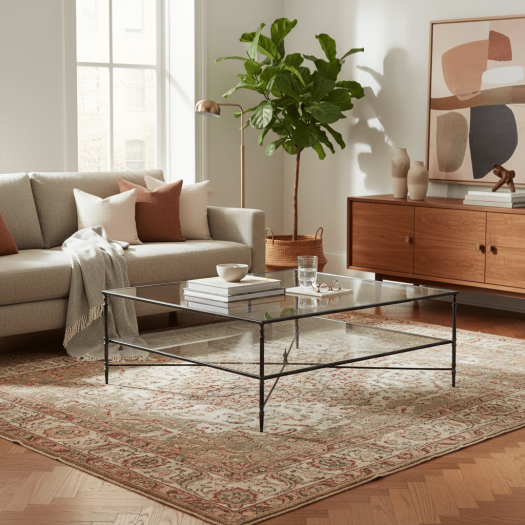 Henzler 126 W x 47 H x 126 D Black Square Coffee Table with Glass Top