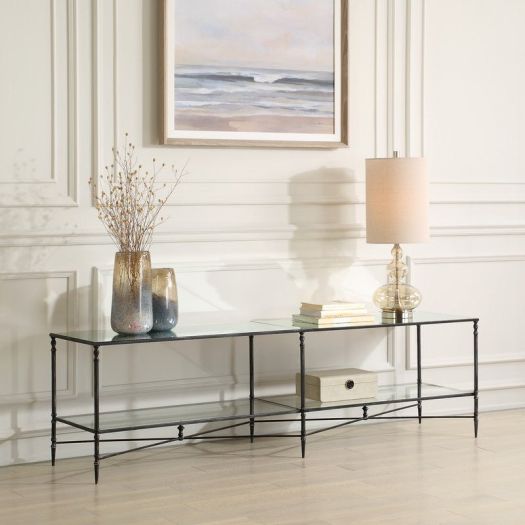 Henzler 200 W x 56 H x 48 D Black Tv unit with Mirror Top