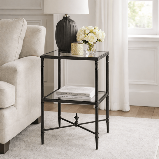 Henzler 33 W x 63 H x 33 D Black Square Accent Table with Marble Top
