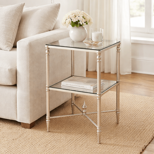 Henzler 33 W x 63 H x 33 D Silver Square Accent Table with Beveled Top