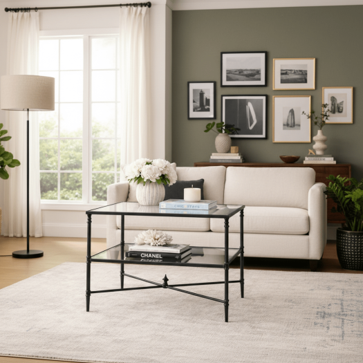 Henzler 65 W x 66 H x 45 D Black Rectangle End Table with Beveled Top