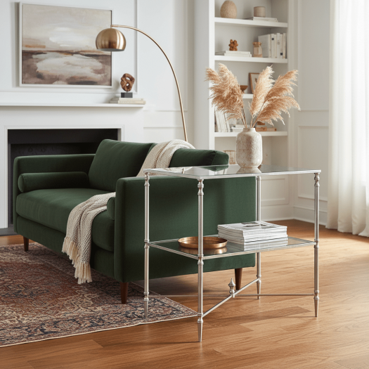 Henzler 65 W x 66 H x 45 D Silver Rectangle End Table with Beveled Top