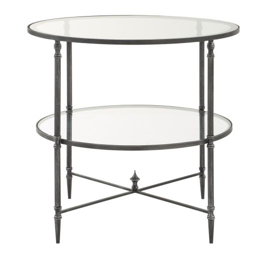 Henzler 68 W x 66 H x 68 D Black Round End Table with Glass Top