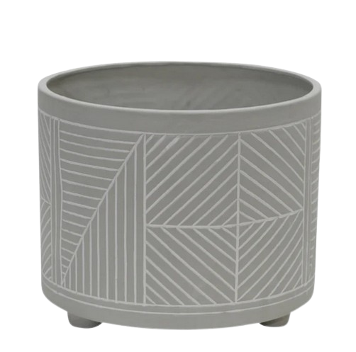 S/2 CERAMIC DIAMOND FOOTED PLANTER 10/12", GRAY | 15064-05 