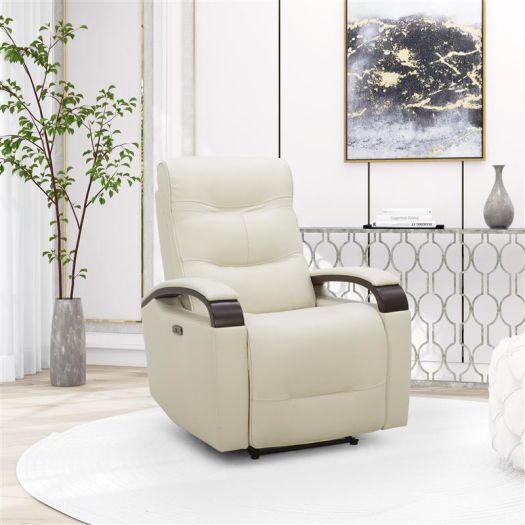 White Leather Power Recliner