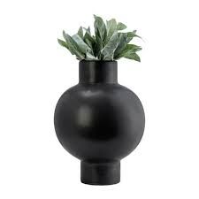 Cer, 8"H Bulbous Vase, Black