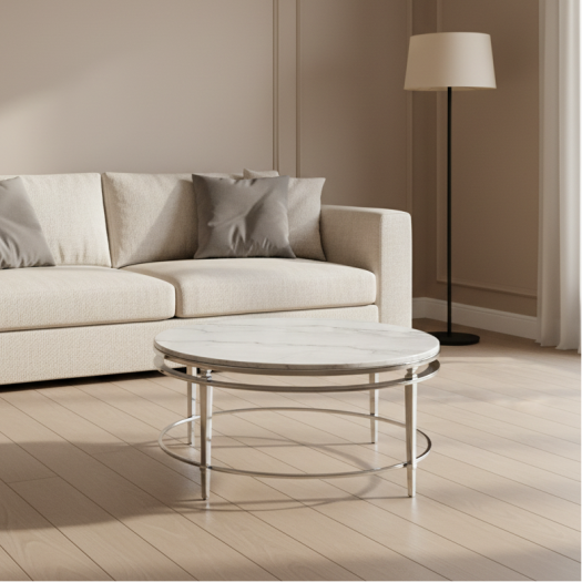 Imperium Round Marble COCKTAIL Table Silver