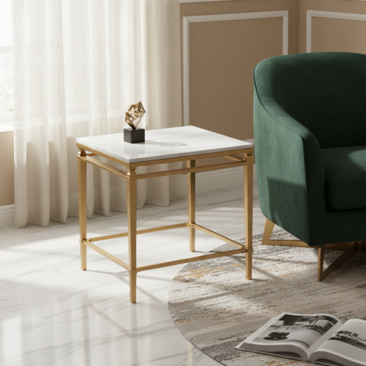 Imperium Round Marble Side Table Gold