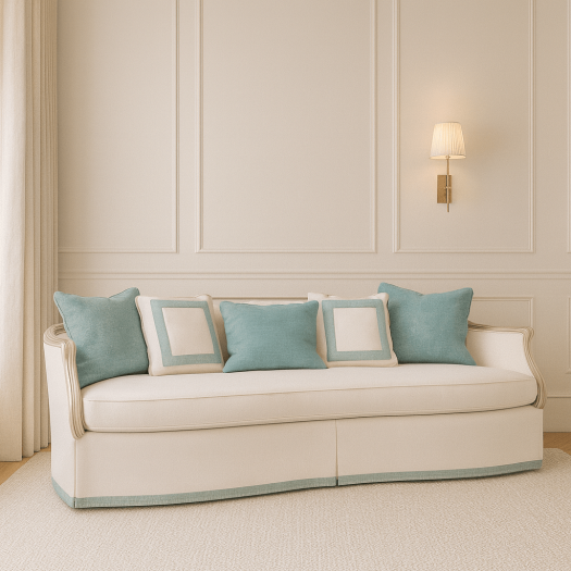 Intl-Classic Upholstery - Skirted Le Canape Sofa (Teal Version)