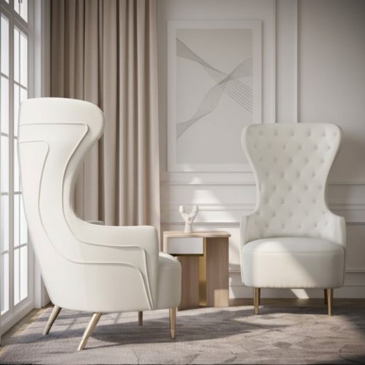Jezebel Cream Velvet Wingback Chair