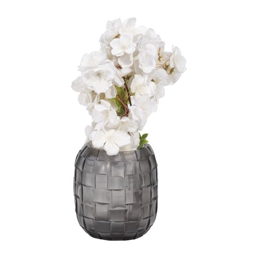 Jordan Glass,Woven Finish Vase, Gray