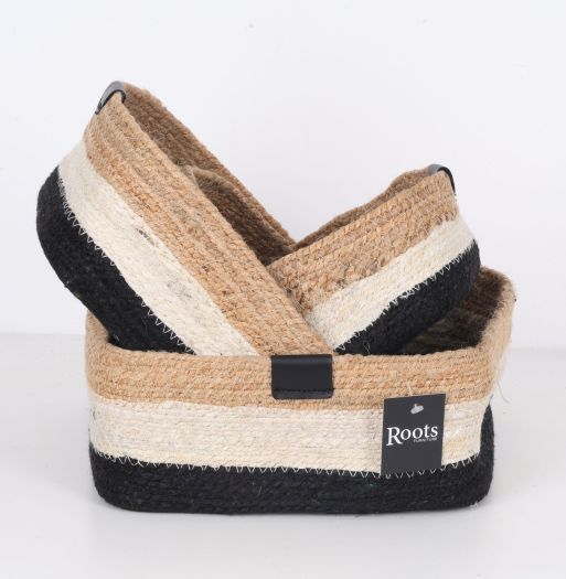 JUTE SQUARE BASKET - TRI COLOR - SET OF 4