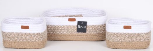 JUTE+CTN RECTANGLE ORGANIZER/ WHT+JUTE/