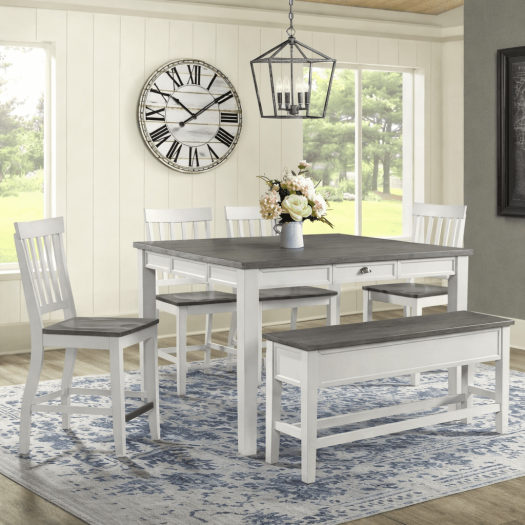 Kayla Dining Table Storage Bench W/Grey Top
