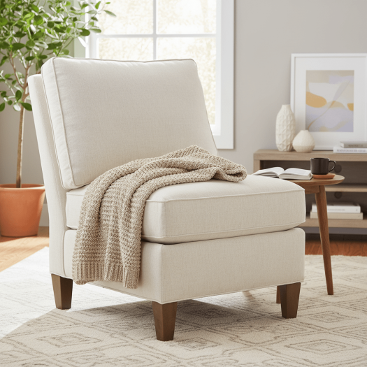 Kelly Armless Sectional Chair with Tapered Leg