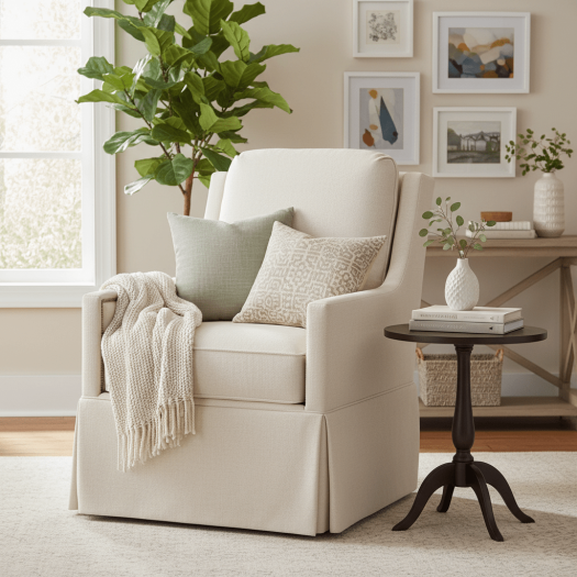 Kelly Skirted Swivel Chair