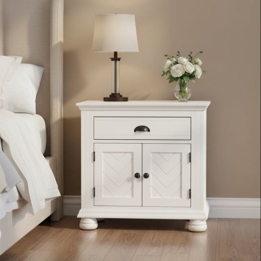 Kona 1-Drawer Nightstand in White
