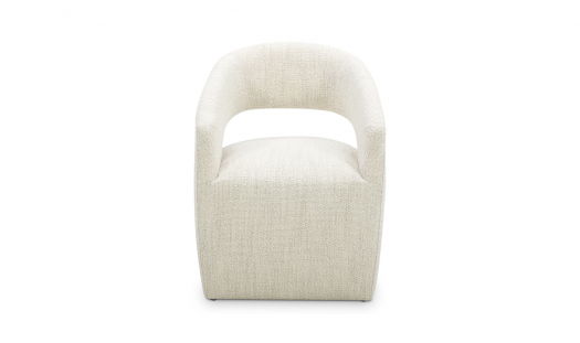 Barrow Rolling Dining Chair Performance Fabric White Mist