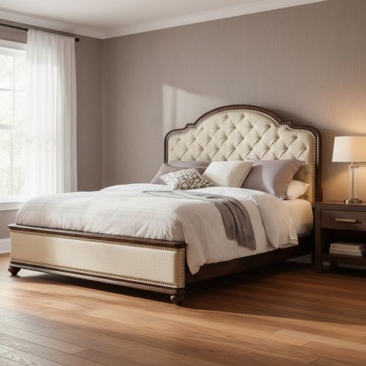 Leesburg California King Upholstered Bed with Wood Rails