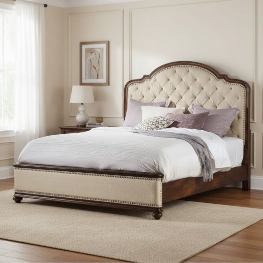 Leesburg King Upholstered Bed with Wood Rails