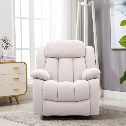 Lena Beige Swivel Recliner with Glider