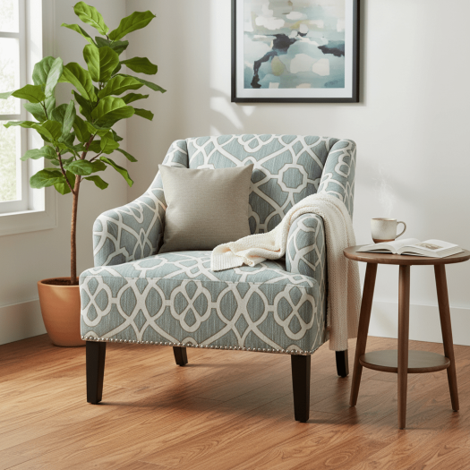 Light Geometric Accent Chair