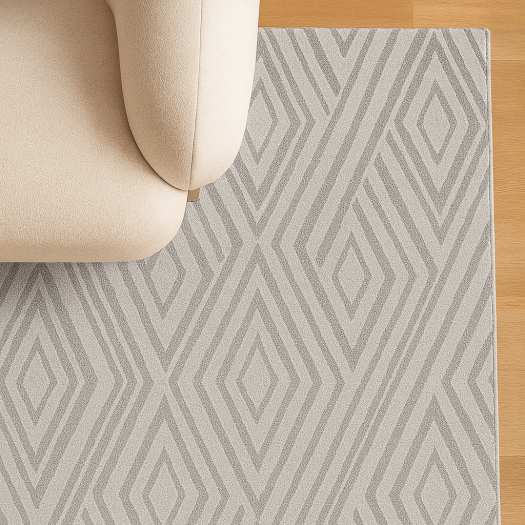 Light Gray Rug with Geometric Pattern