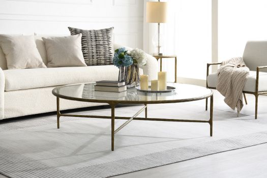 Round Coffee Table with Glass Top