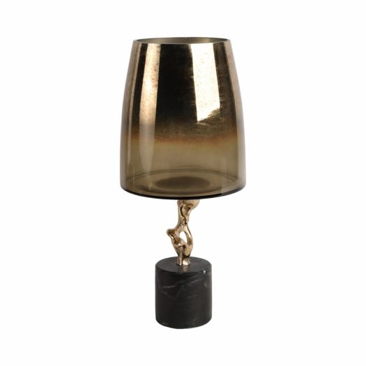 Lusaka Hurrican Glass W/stone Base, Gold