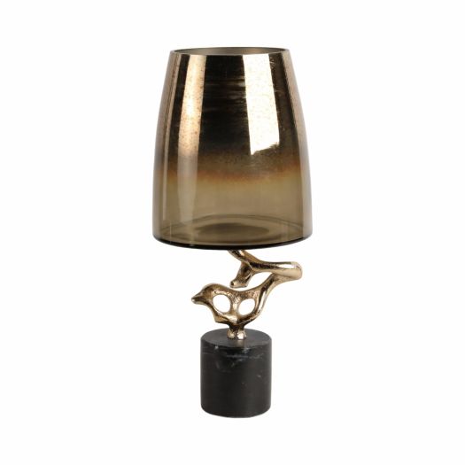 Lusaka Hurrican Glass W/stone Base, Gold