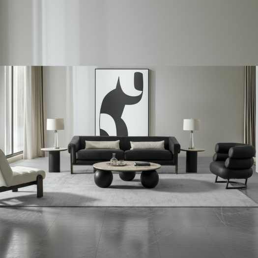 Luxe Living Beige/Black Side Table W56