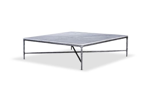 Square Silver Coffee Table with Marble Top