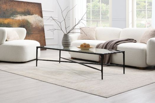 Square Silver Coffee Table with Marble Top